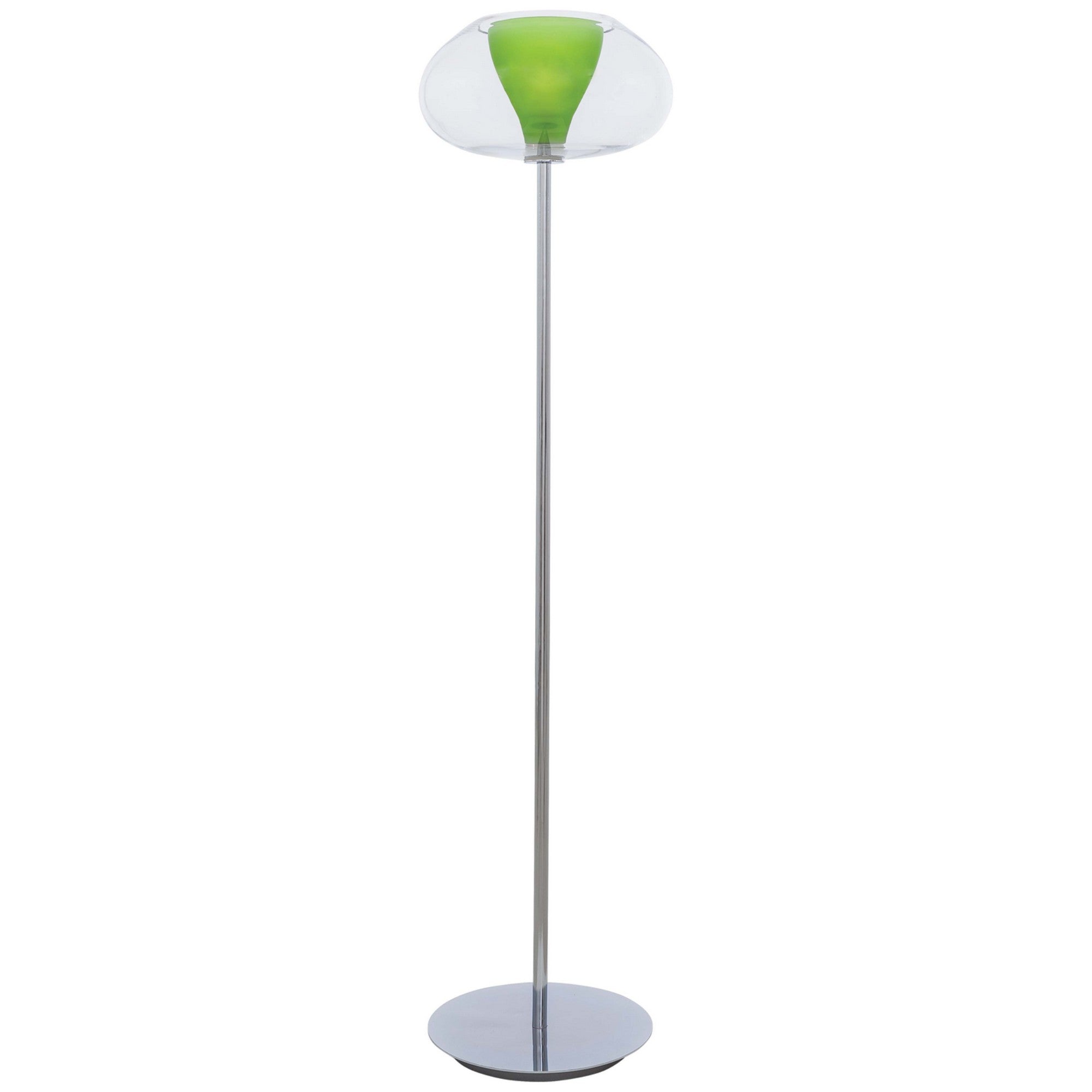 Soft Torchiere, Chrome Finish, Apple Green Glass - Bees Lighting