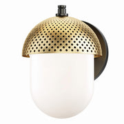 Perf Outdoor 11" Outdoor Wall Sconce, Black & Gold Finish - Bees Lighting
