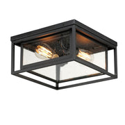 Cabana 12" 2-Light Outdoor Flush Mount, Black Finish - Bees Lighting