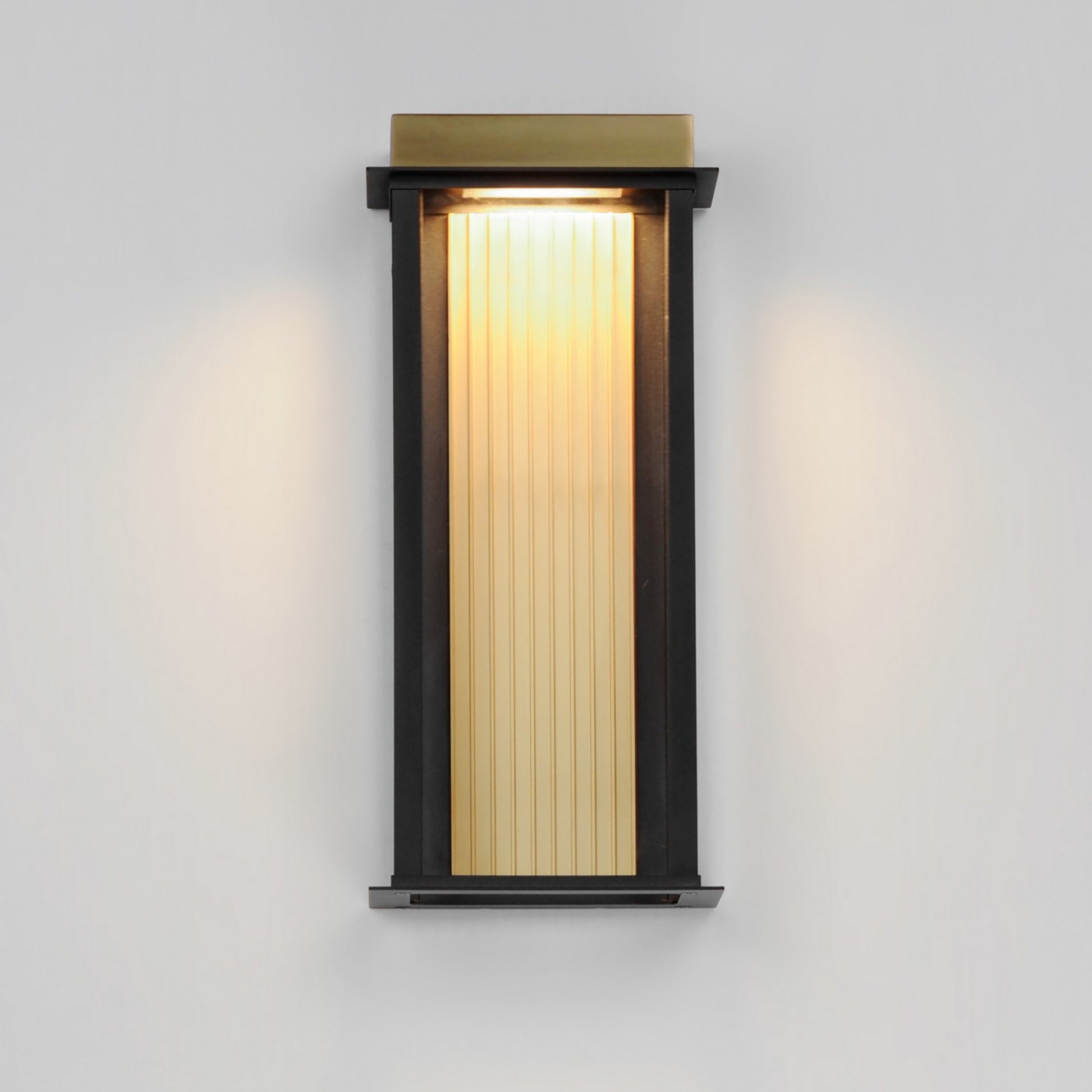 Rincon 16" LED Outdoor Wall Sconce, Black & Gold Finish - Bees Lighting
