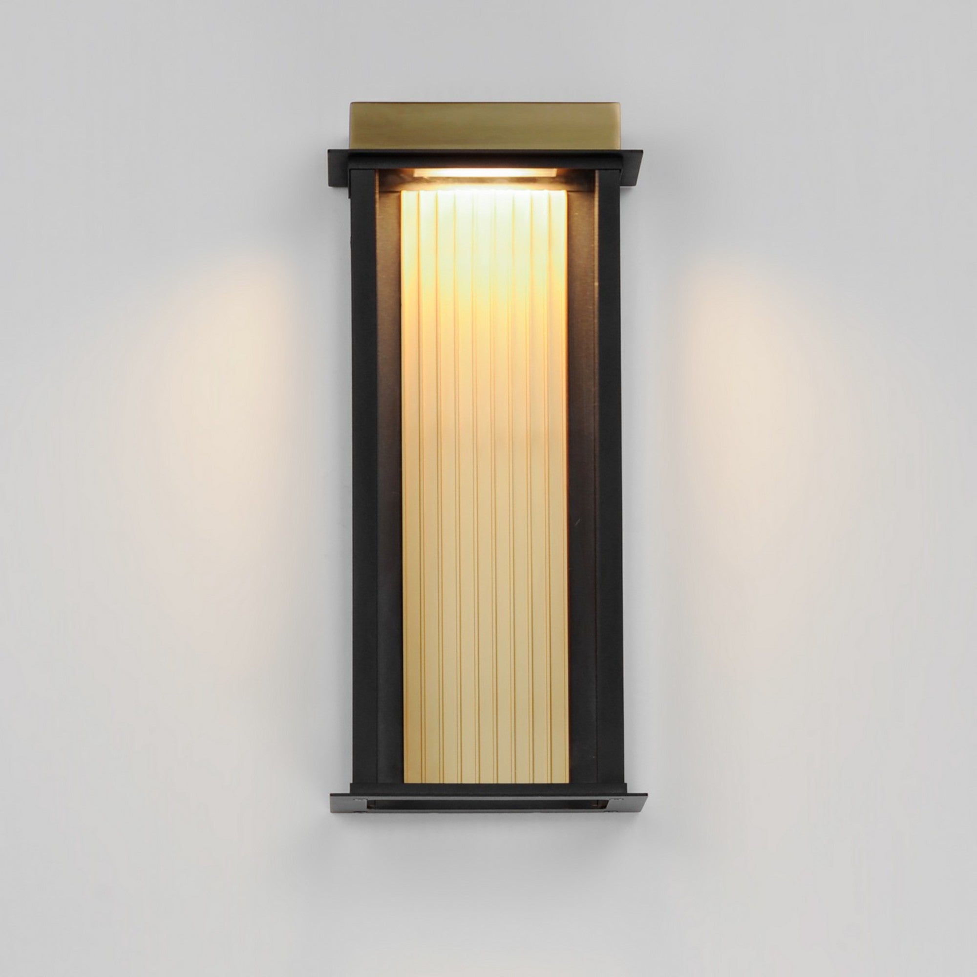 Rincon 16" LED Outdoor Wall Sconce, Black & Gold Finish - Bees Lighting