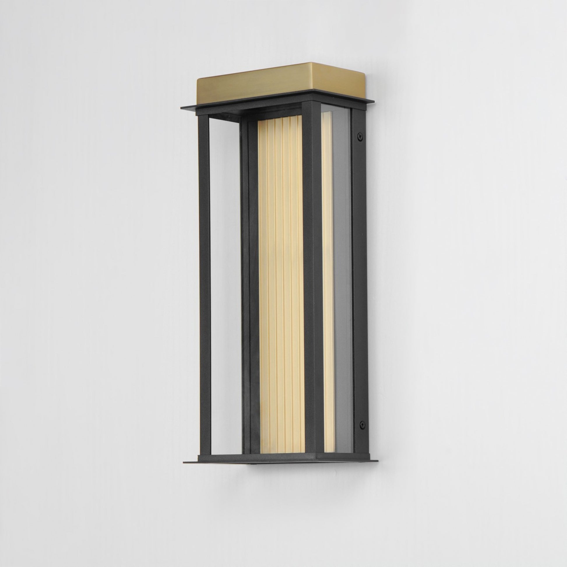 Rincon 16" LED Outdoor Wall Sconce, Black & Gold Finish - Bees Lighting
