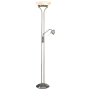 George's Reading Room 73" 2-Light Torchiere Floor Lamp with Reading Lamp, Brushed Nickel Finish - Bees Lighting