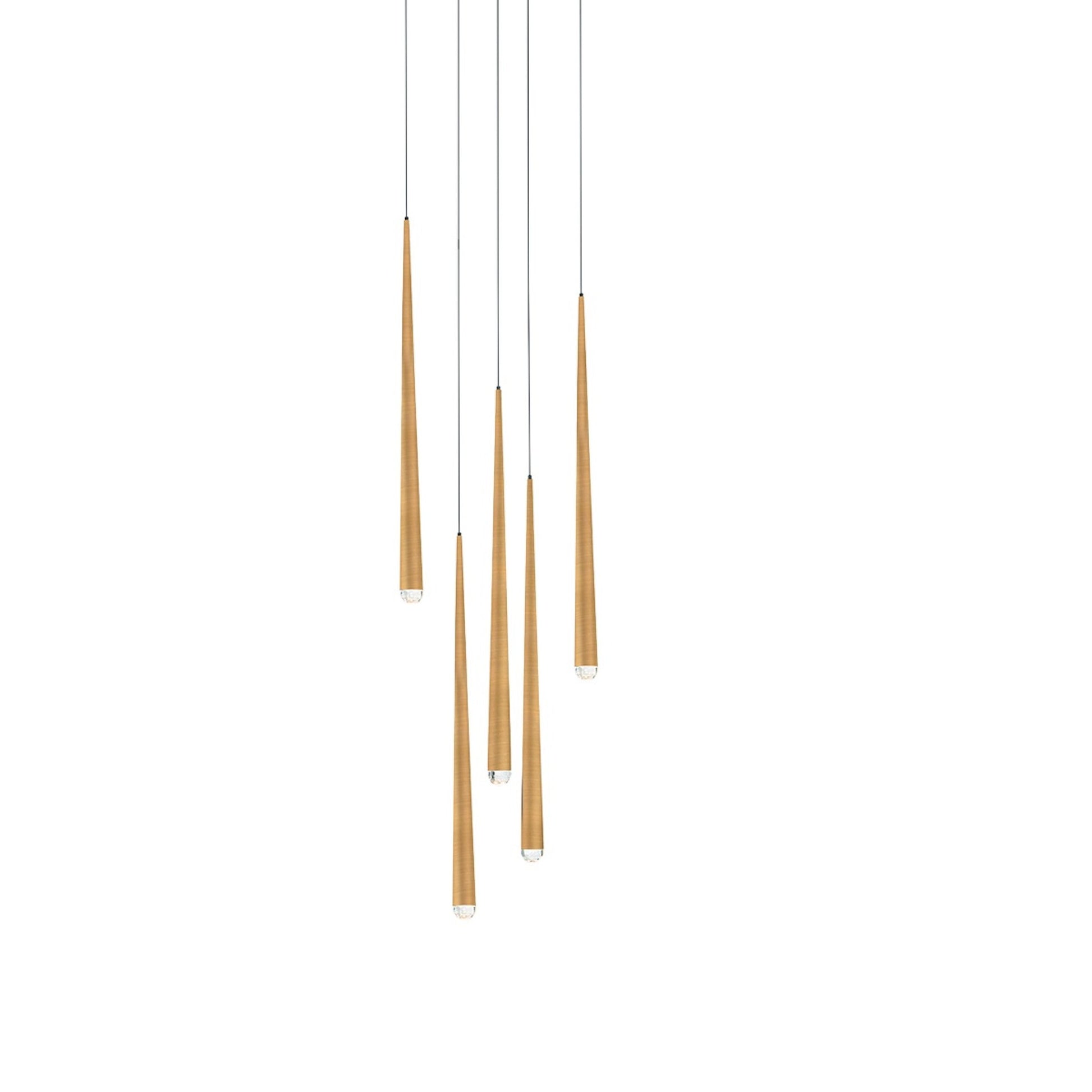 Cascade 17" 5-Light LED Pendant, Aged Brass Finish, Crystal Cap - Bees Lighting