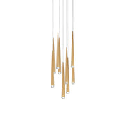 Cascade 17" 7-Light LED Pendant, Aged Brass Finish, Crystal Cap - Bees Lighting