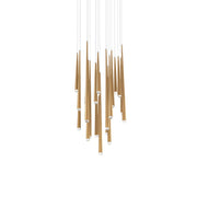 Cascade 23" 15-Light LED Pendant, Aged Brass Finish, Crystal Cap - Bees Lighting