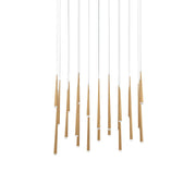 Cascade 54" 23-Light LED Pendant, Aged Brass Finish, Crystal Cap - Bees Lighting