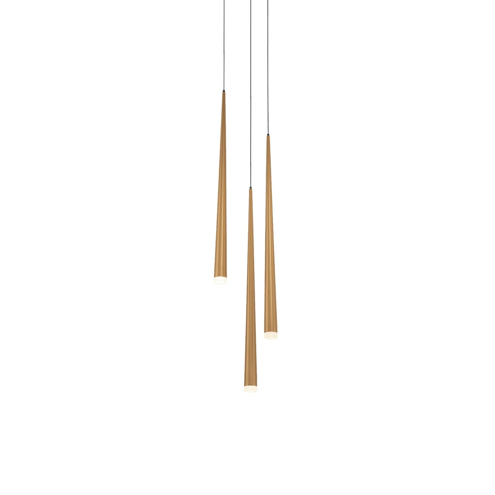 Cascade 12" 3-Light LED Pendant, Aged Brass Finish, Etched Cap - Bees Lighting