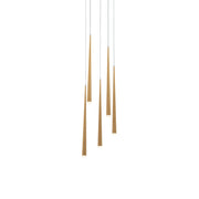 Cascade 17" 5-Light LED Pendant, Aged Brass Finish, Etched Cap - Bees Lighting