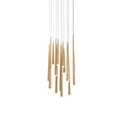Cascade 23" 15-Light LED Pendant, Aged Brass Finish, Etched Cap - Bees Lighting