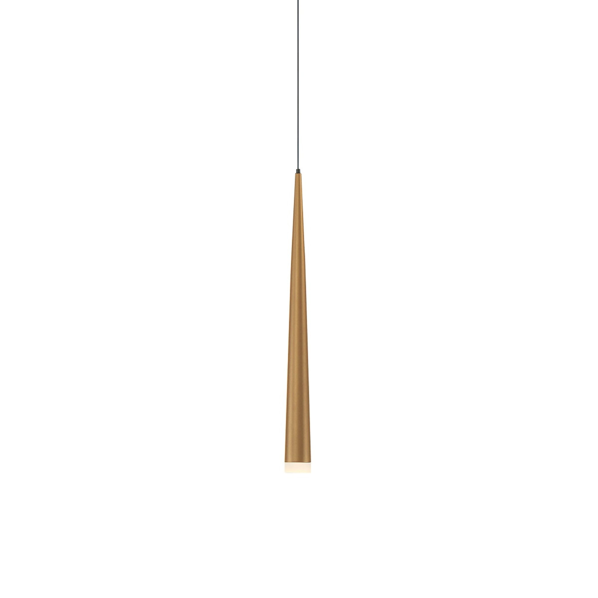 Cascade 19" LED Mini Pendant, Aged Brass Finish, Etched Cap - Bees Lighting