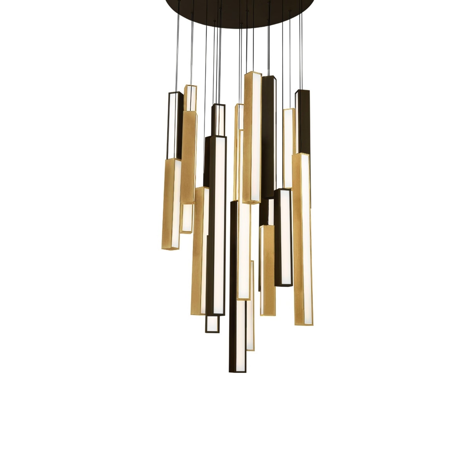 Chaos 26" 21-Light LED Pendant, Black/Aged Brass Finish - Bees Lighting