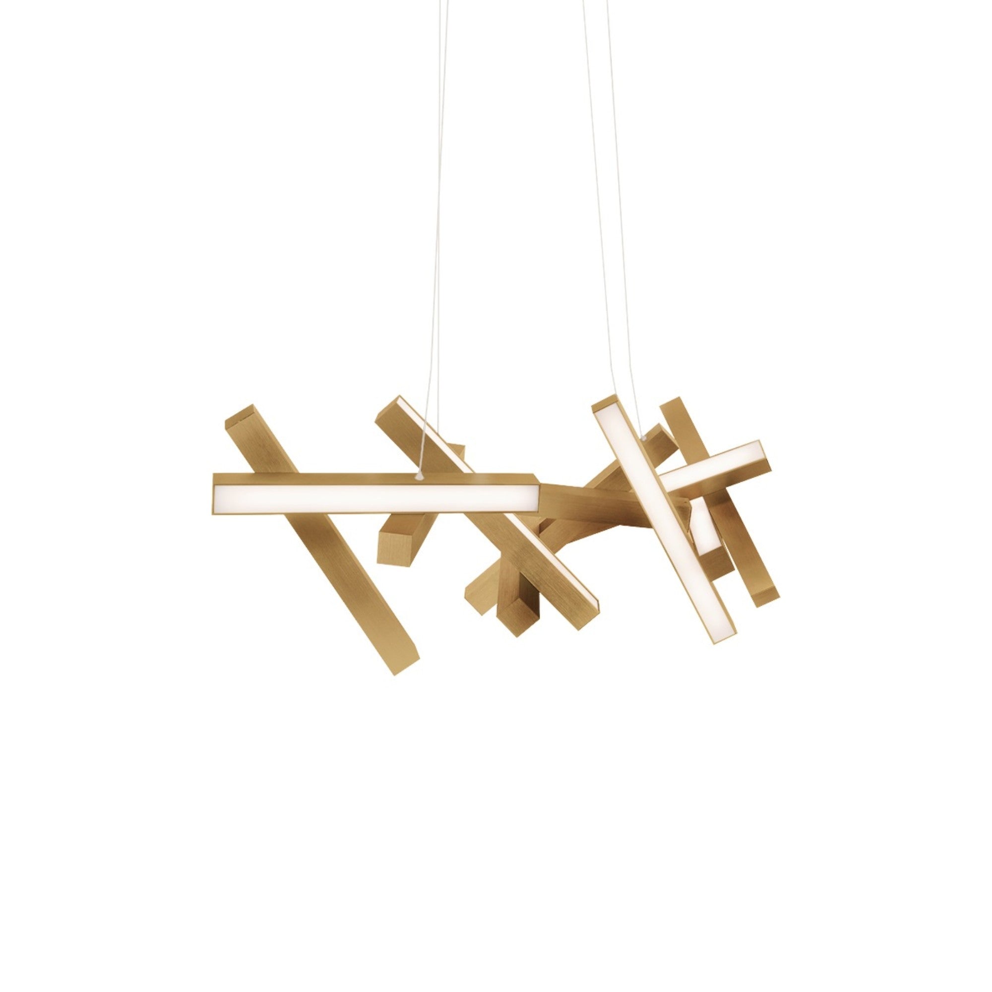 Chaos 48" LED Linear Pendant, Aged Brass Finish - Bees Lighting