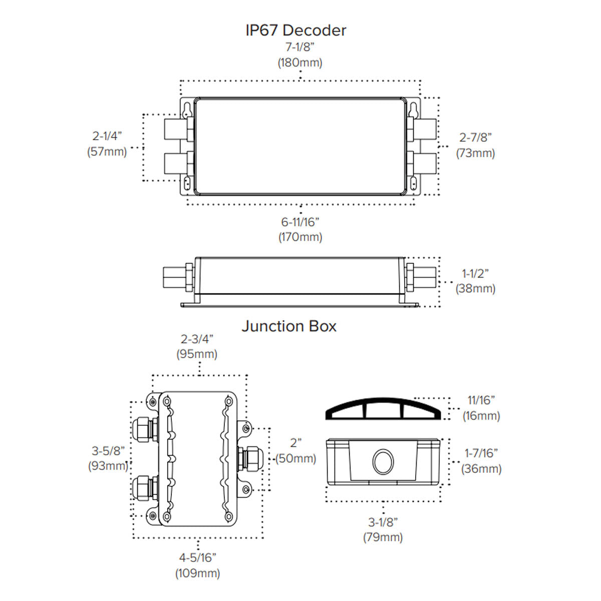 120V DC DMX Decoder, 4 Channel Controller with Junction Box, 100-240V AC Input - Bees Lighting