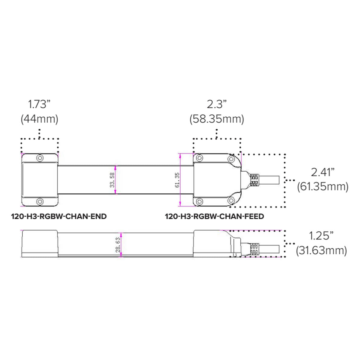 Plastic End Cap for H3 RGBW Aluminum Mounting Channel, Black - Bees Lighting