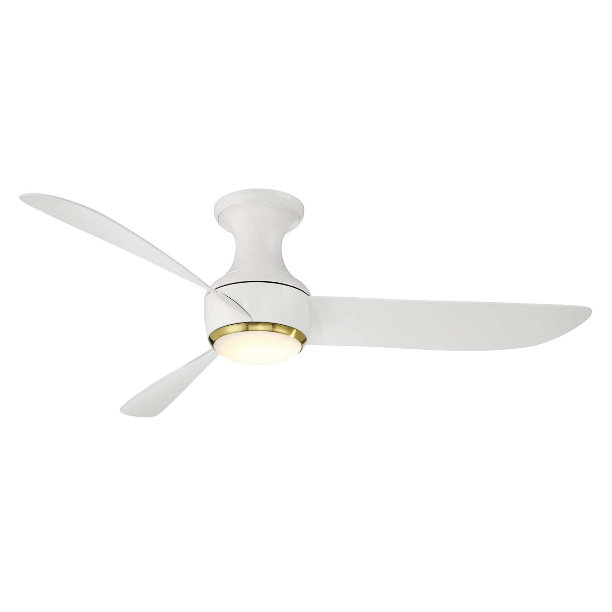 Corona 52 Inch White and Brass 3000K LED Smart Hugger Ceiling Fan