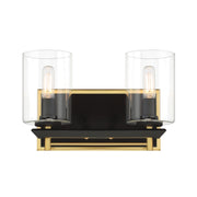 Sable Point 12" 2-Light Bath Vanity, Sand Coal & Honey Gold Accents - Bees Lighting
