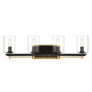 Sable Point 28" 4-Light Bath Vanity, Sand Coal & Honey Gold Accents - Bees Lighting