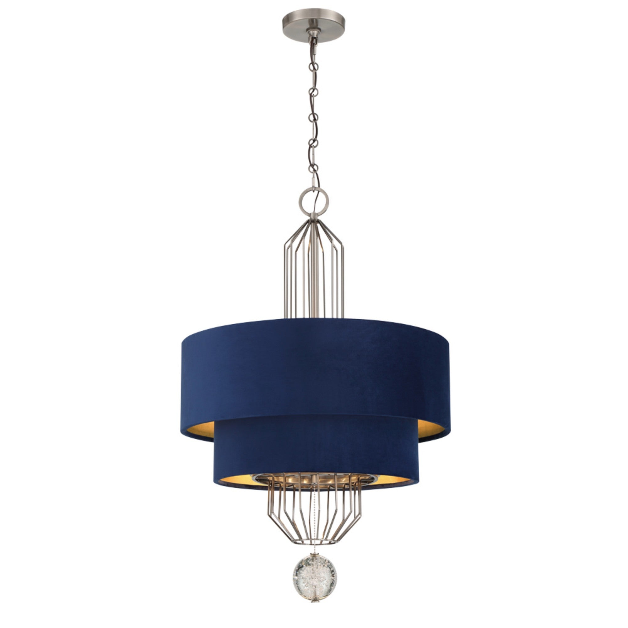 Grandeur 24" 8-Light 2-Tier Pendant, Aged Antique Nickel Finish - Bees Lighting