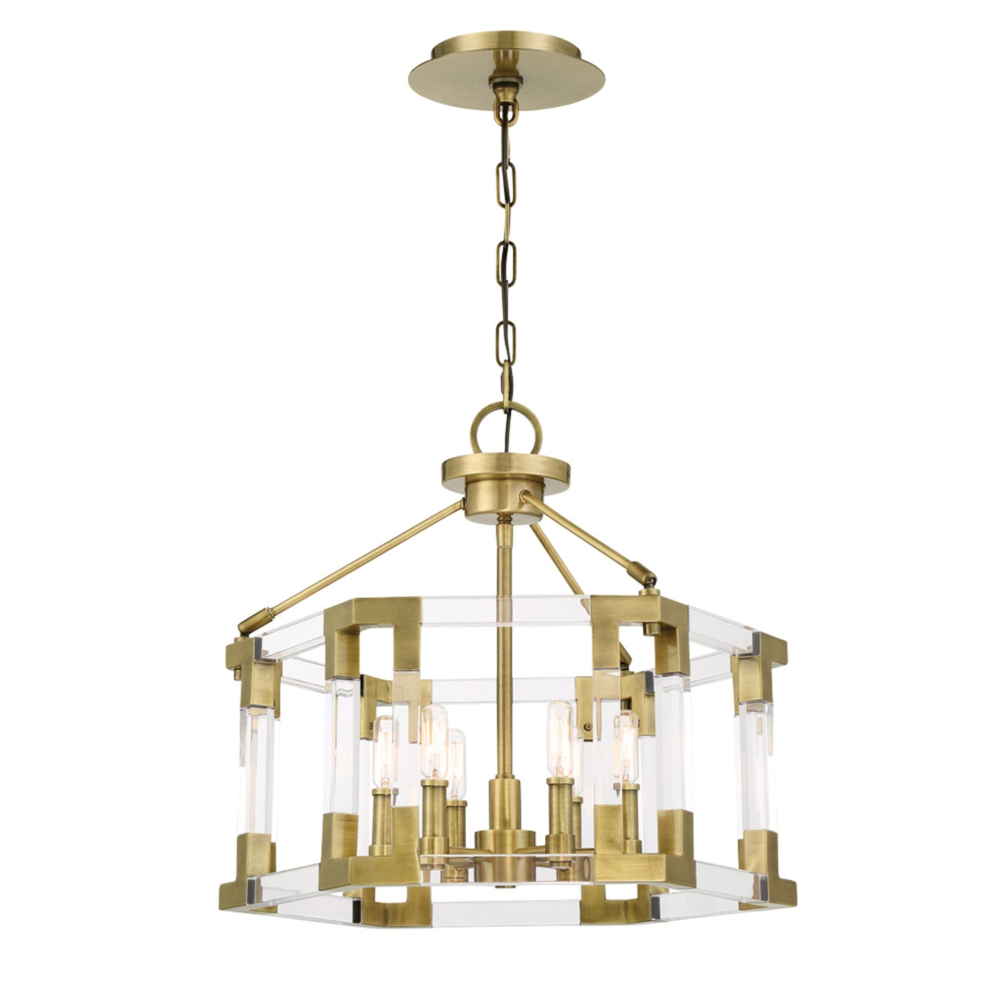 Prima Vista 21" 6-Light Semi Flush / Pendant, Aged Antique Brass Finish - Bees Lighting