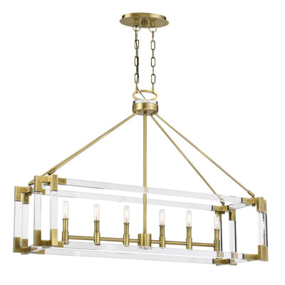 Prima Vista 38" 6-Light Island Light, Aged Antique Brass Finish