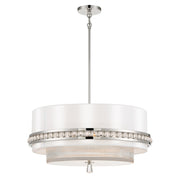 Sutton 24" 4-Light Pendant, Polished Nickel Finish with White Silk Shade - Bees Lighting