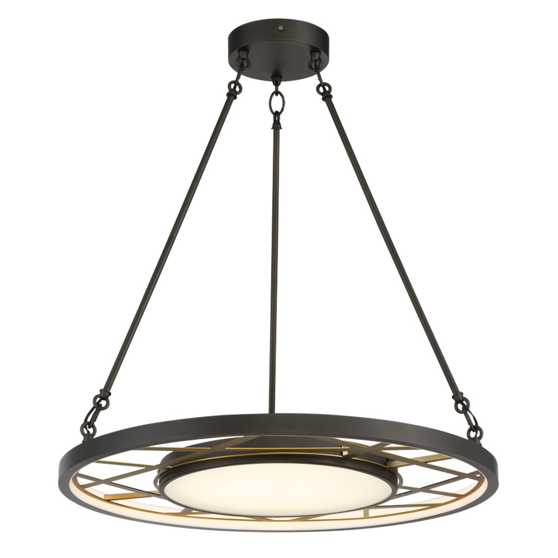 Tribeca 28" LED Pendant, Smoked Iron & Soft Brass Finish - Bees Lighting