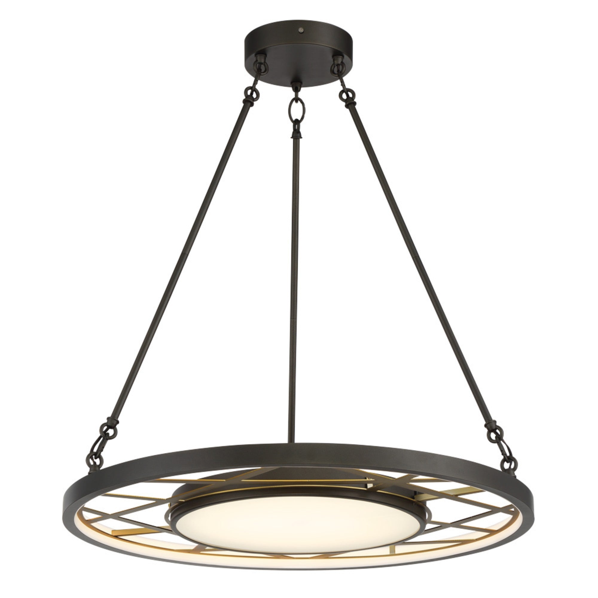 Tribeca 28" LED Pendant, Smoked Iron & Soft Brass Finish - Bees Lighting
