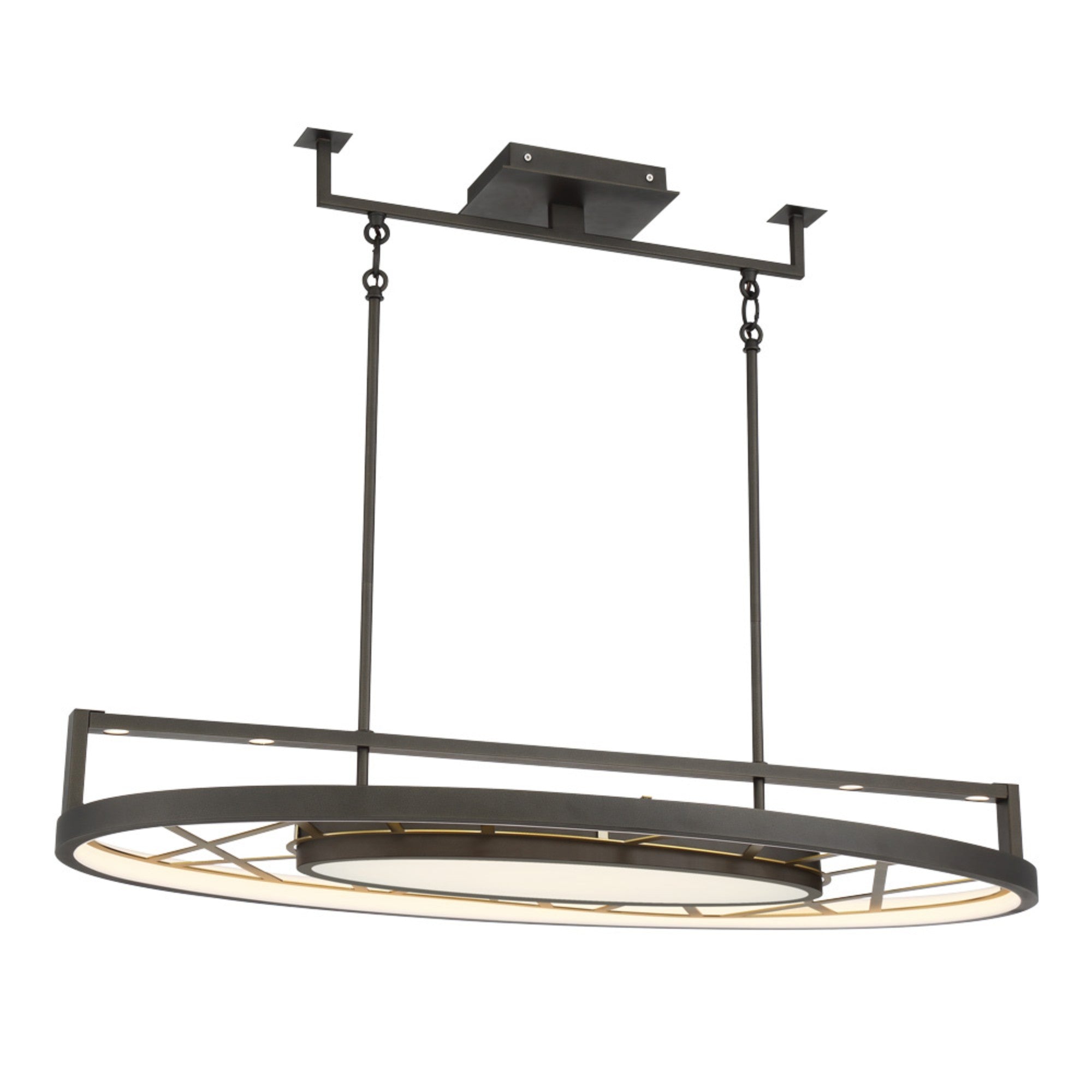 Tribeca 44" LED Island Light, Smoked Iron & Soft Brass Finish - Bees Lighting
