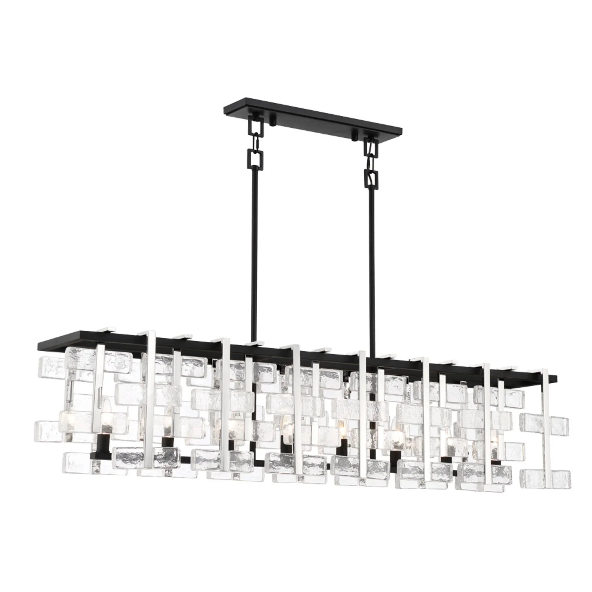 Painesdale 56" 8-Light Island Light, Sand Coal & Polished Nickel Finish - Bees Lighting