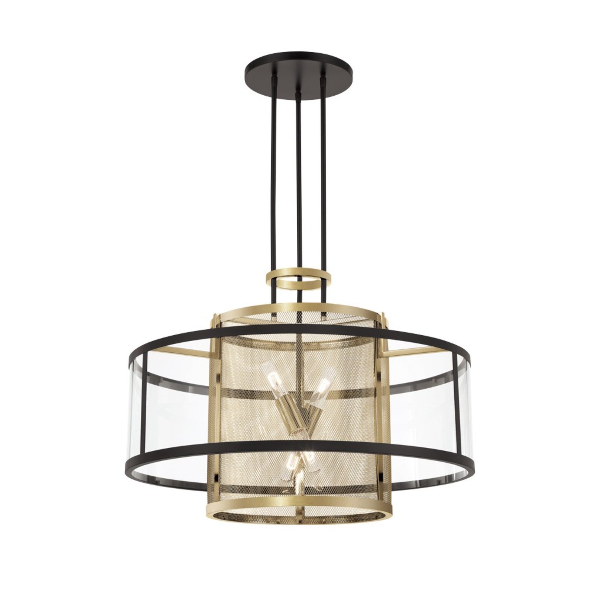 Soho 30" 4-Light Pendant, Coal & Soft Brass Finish - Bees Lighting