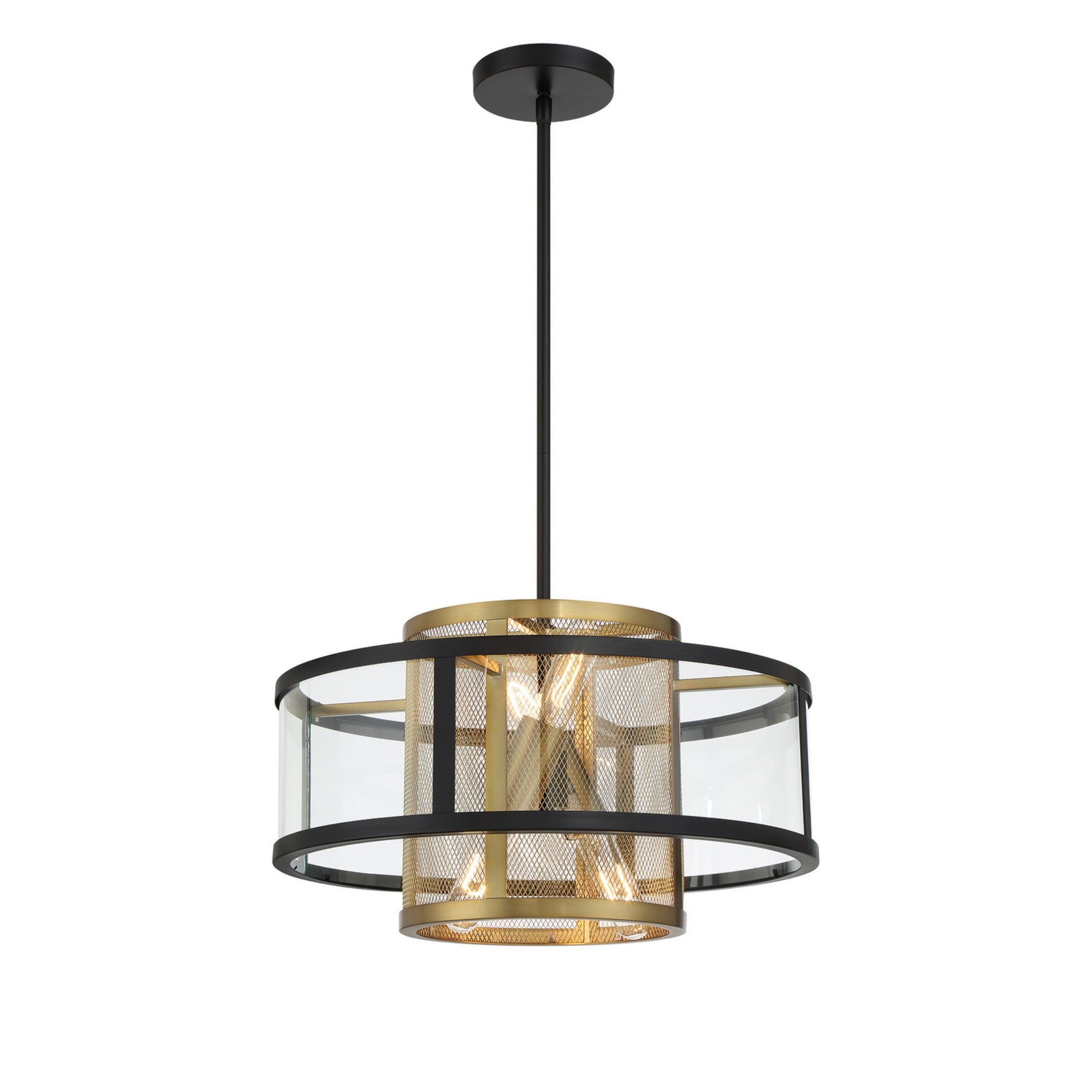 Soho 18 in. 4 Lights Pendant Light Black & Brass Finish