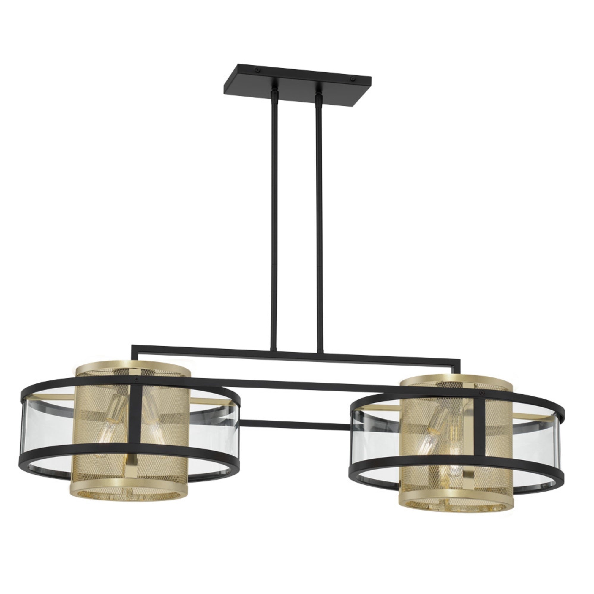 Soho 38" 6-Light Island Light, Coal & Soft Brass Finish - Bees Lighting