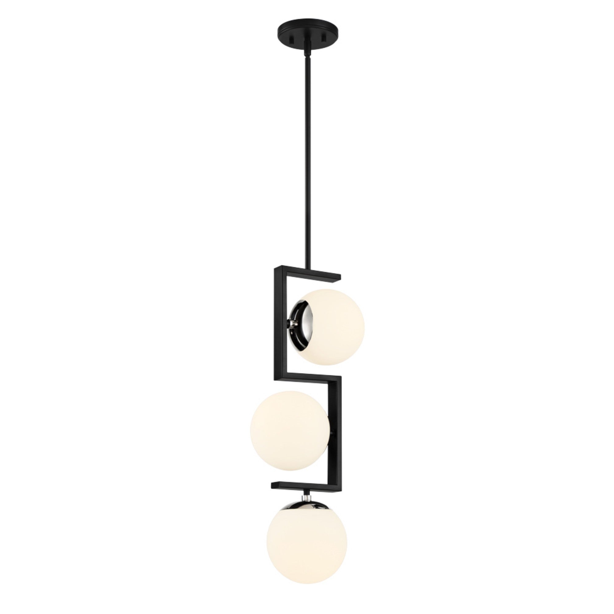 Alluria II 9" 3-Light Pendant, Coal & Polished Nickel Highlights - Bees Lighting