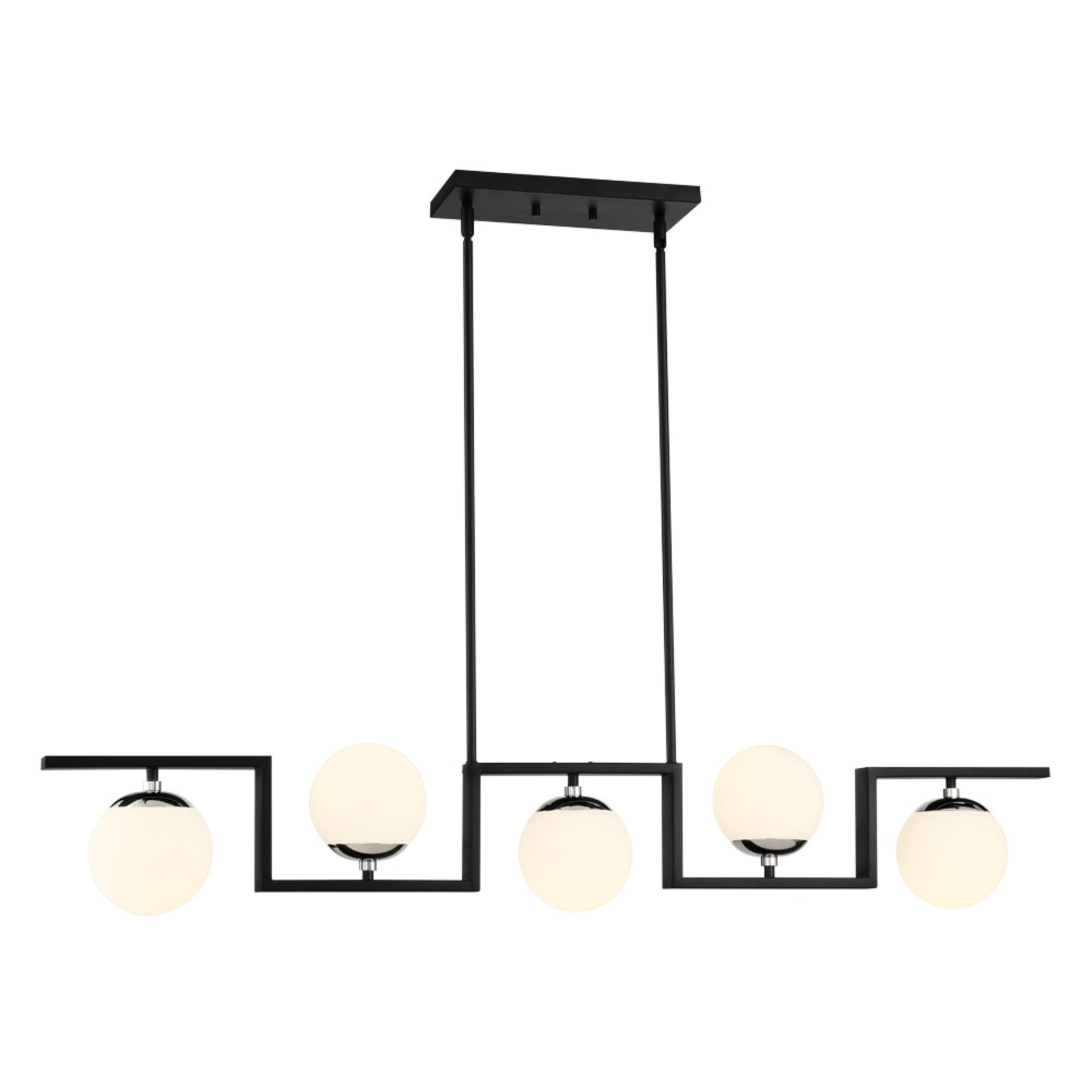 Alluria II 47" 5-Light Island Light, Coal & Polished Nickel Highlights - Bees Lighting