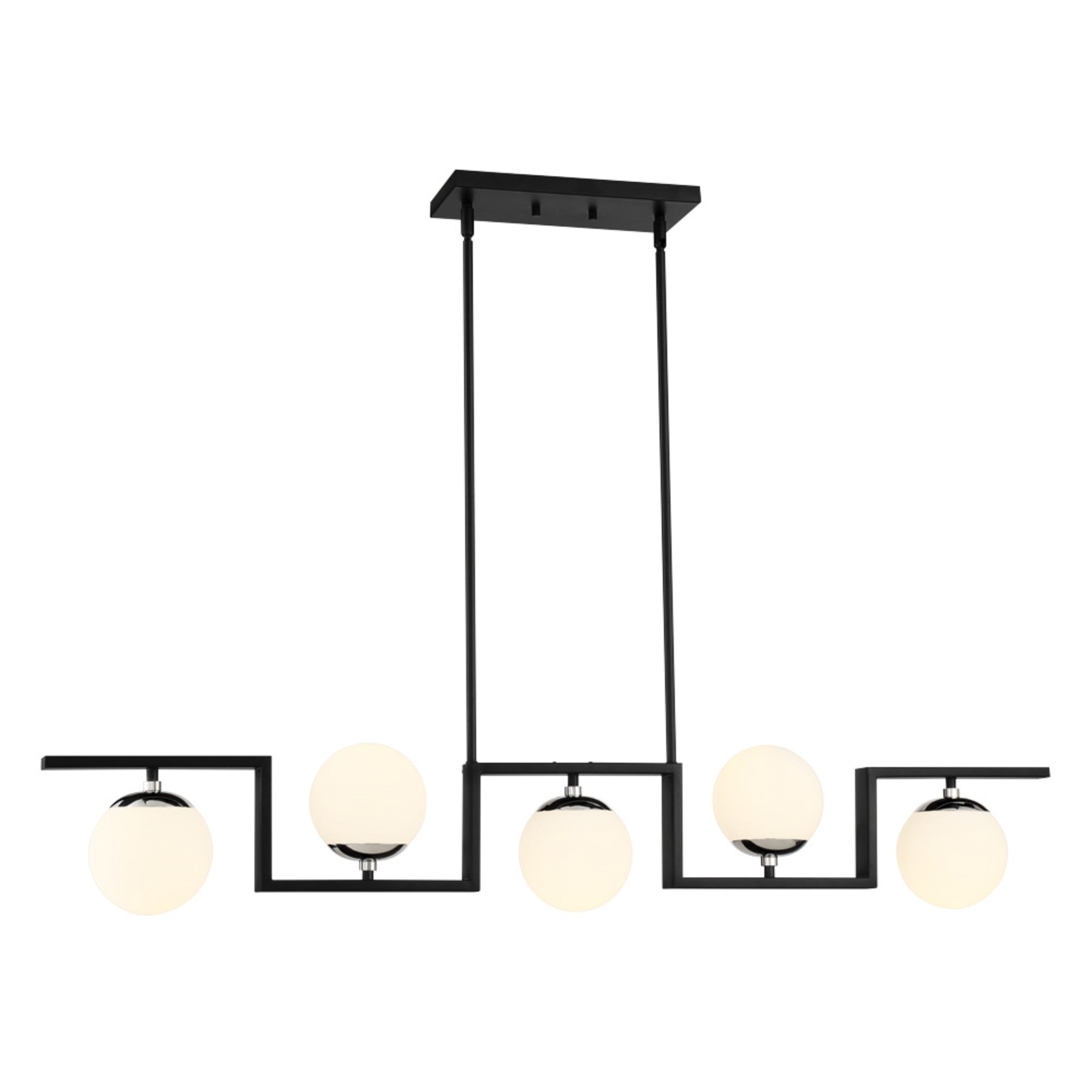 Alluria II 47" 5-Light Island Light, Coal & Polished Nickel Highlights - Bees Lighting