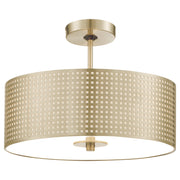 Grid 16" 3-Light Semi-Flush Mount, Soft Brass Finish - Bees Lighting