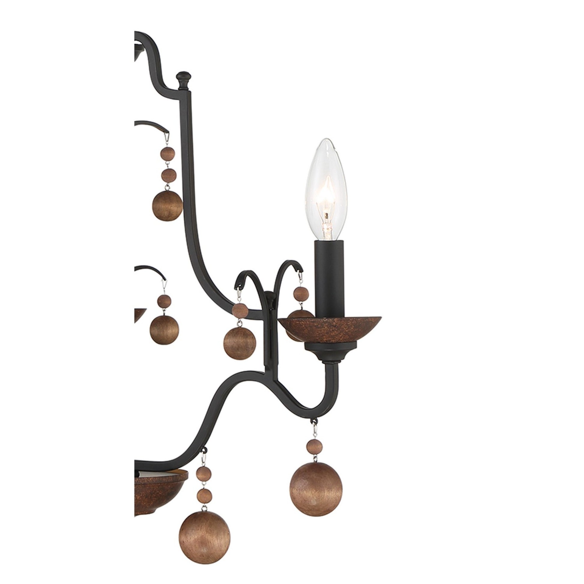 Colonial Charm 21" 3-Light Chandelier, Old World Bronze & Walnut Accents - Bees Lighting
