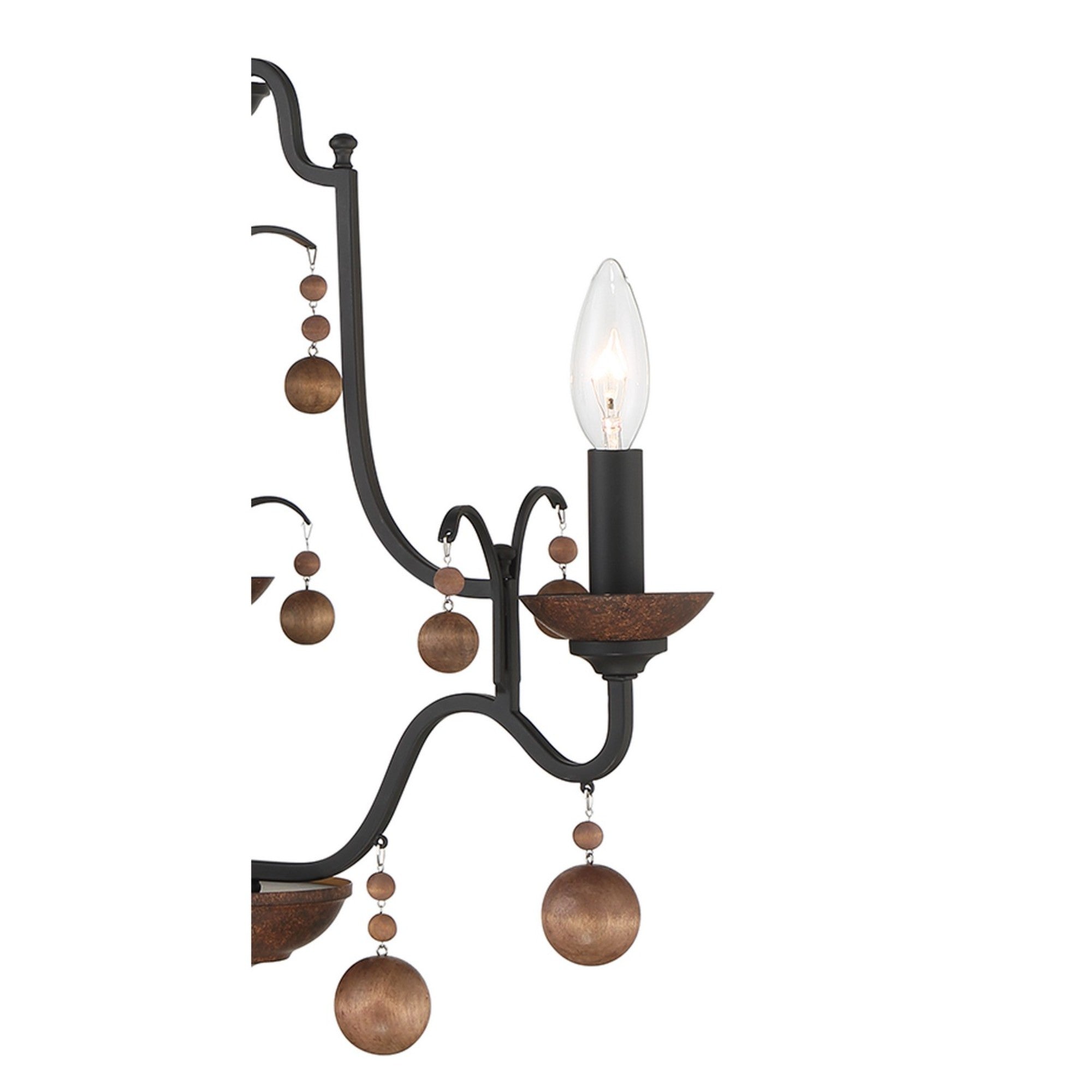 Colonial Charm 21" 3-Light Chandelier, Old World Bronze & Walnut Accents - Bees Lighting