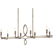 Yorkville 42" 8-Light Island Light, Aged Darkwood & Silver Patina Finish - Bees Lighting
