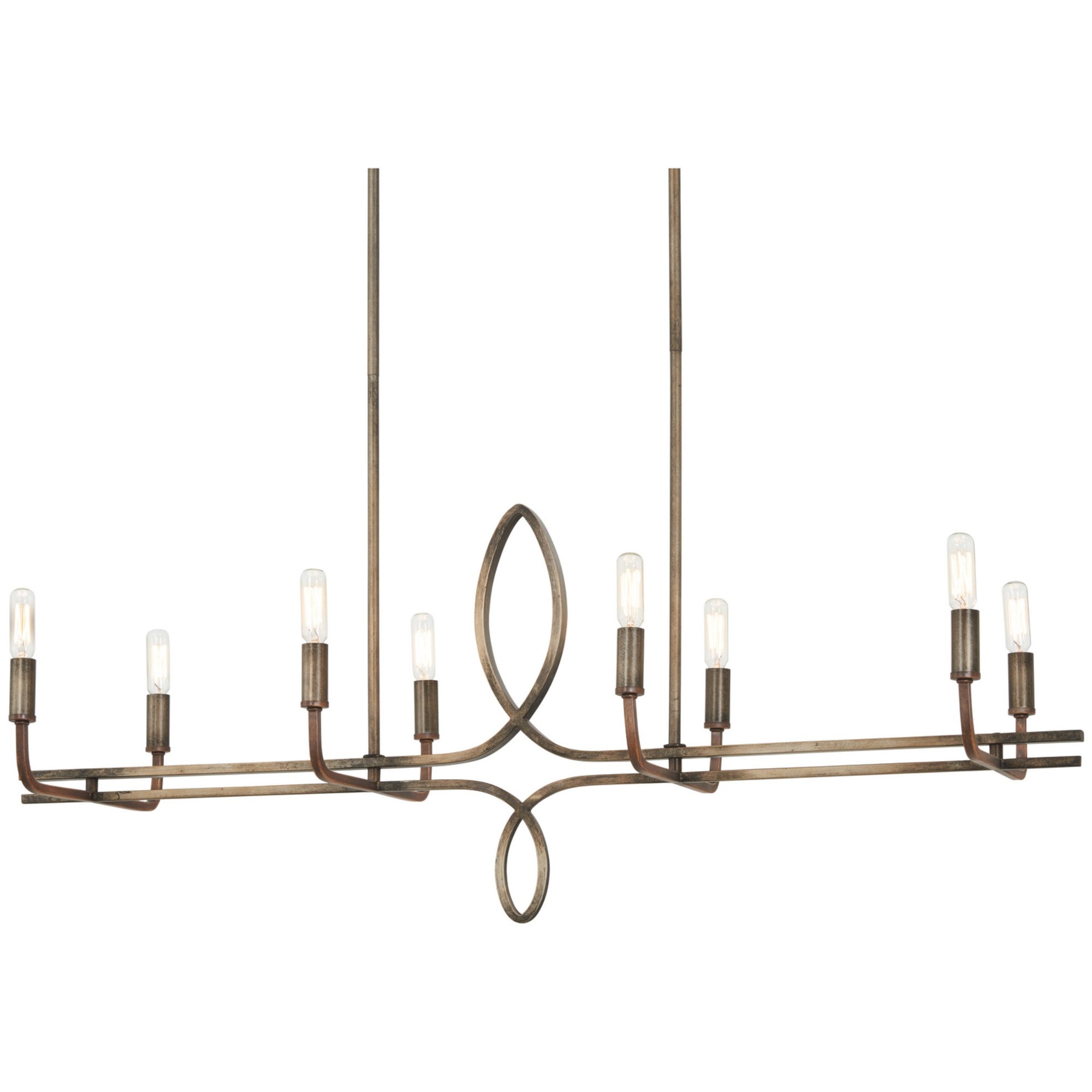 Yorkville 42" 8-Light Island Light, Aged Darkwood & Silver Patina Finish - Bees Lighting