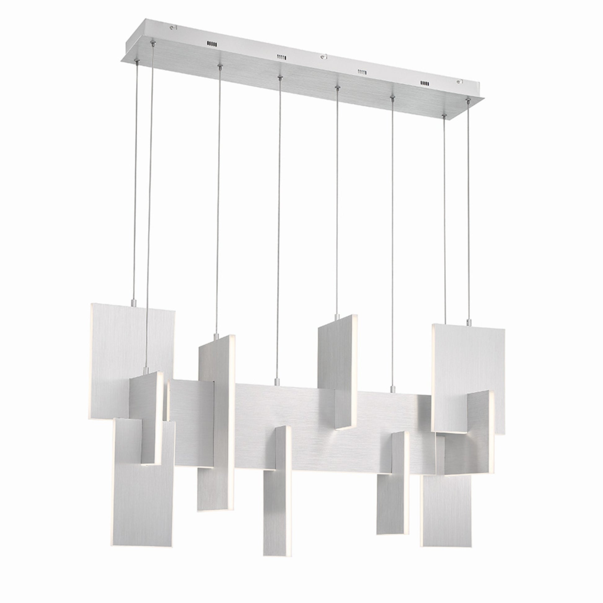 Coburg 3-Light 42" LED Linear Chandelier, Silver Finish - Bees Lighting