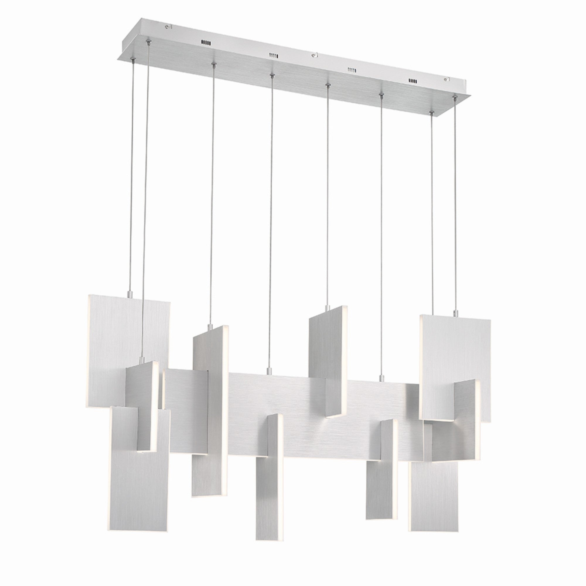 Coburg 3-Light 42" LED Linear Chandelier, Silver Finish - Bees Lighting