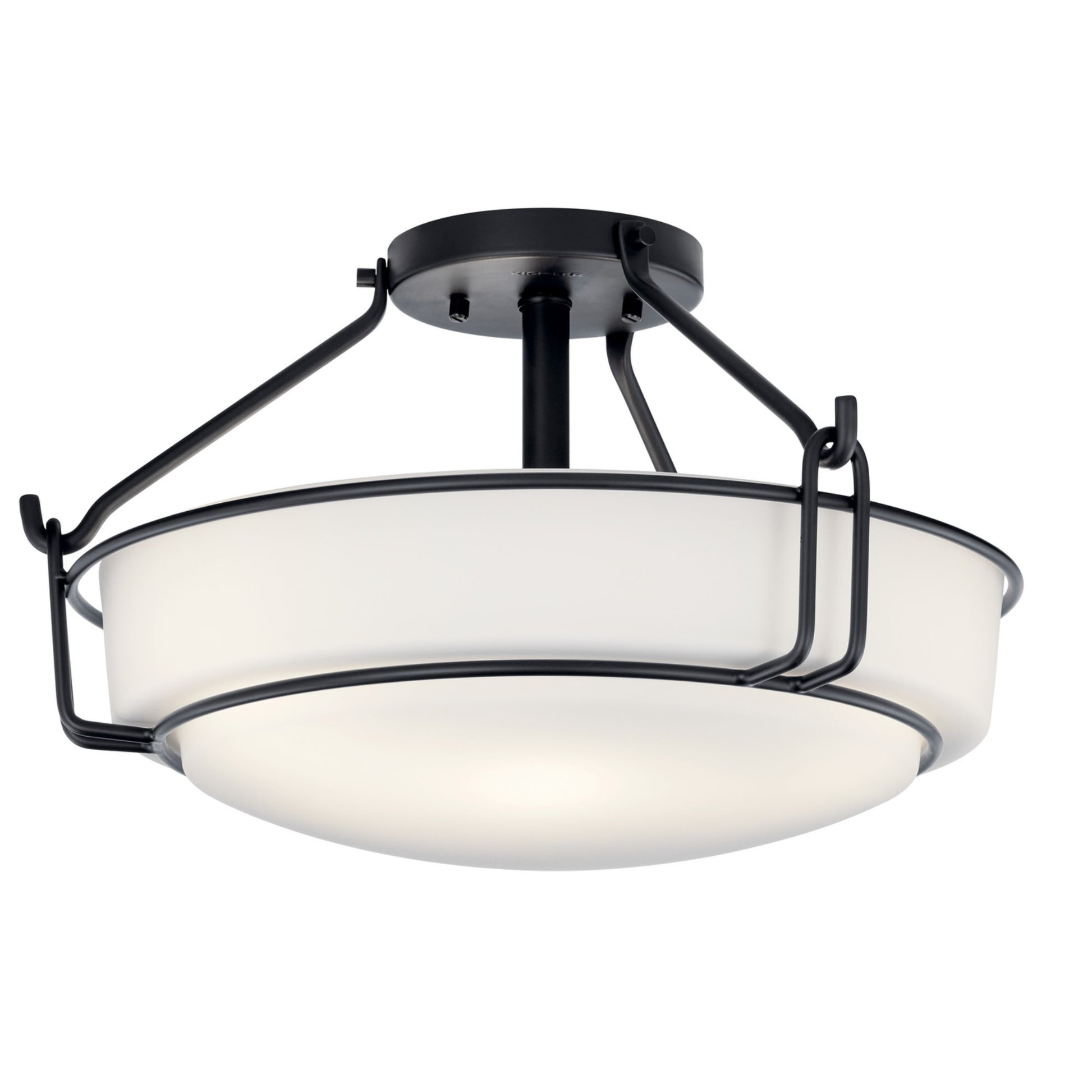 Alkire 17" 3-Light Semi-Flush Mount, Black Finish - Bees Lighting