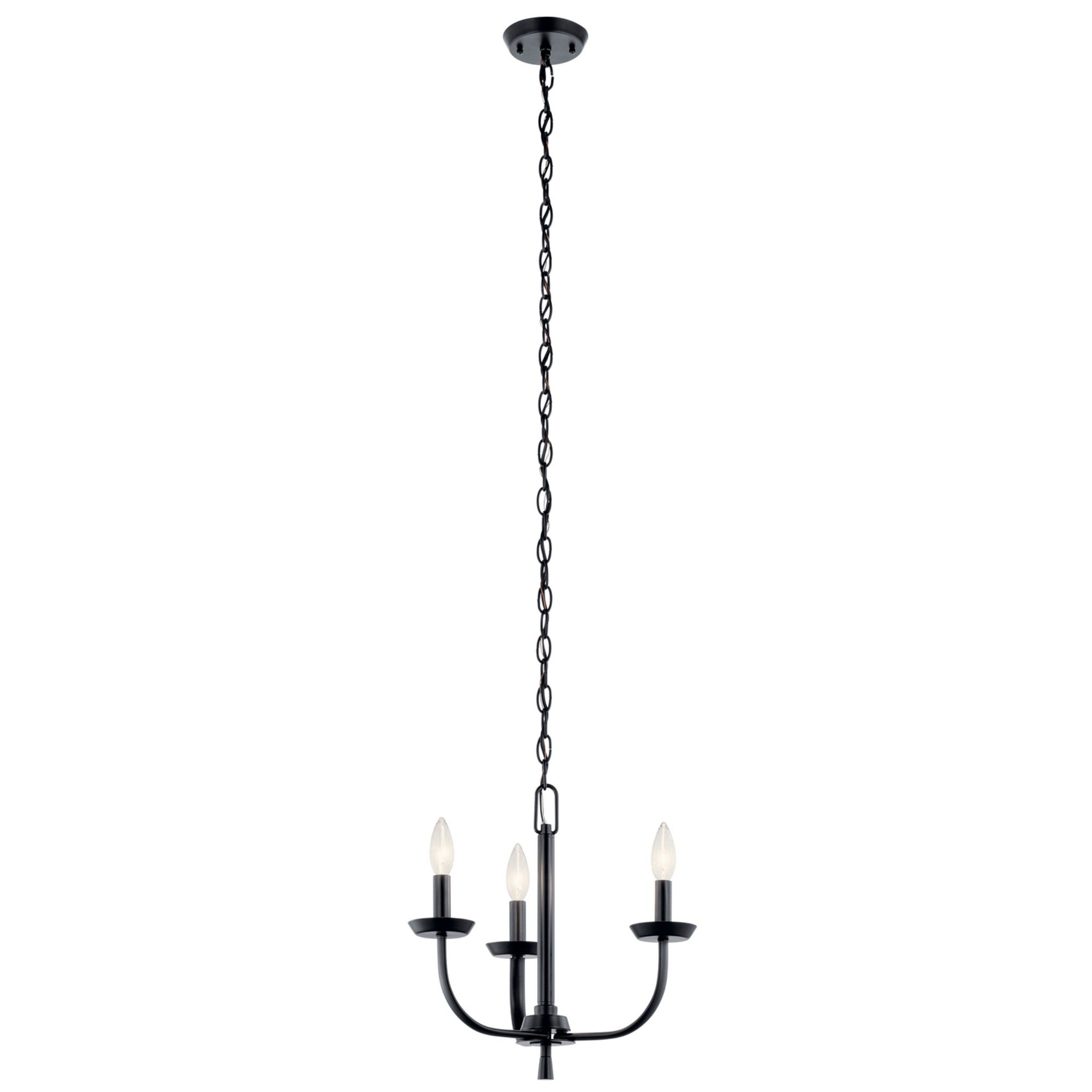 Kennewick 16" 3-Light Mini Chandelier, Black Finish - Bees Lighting