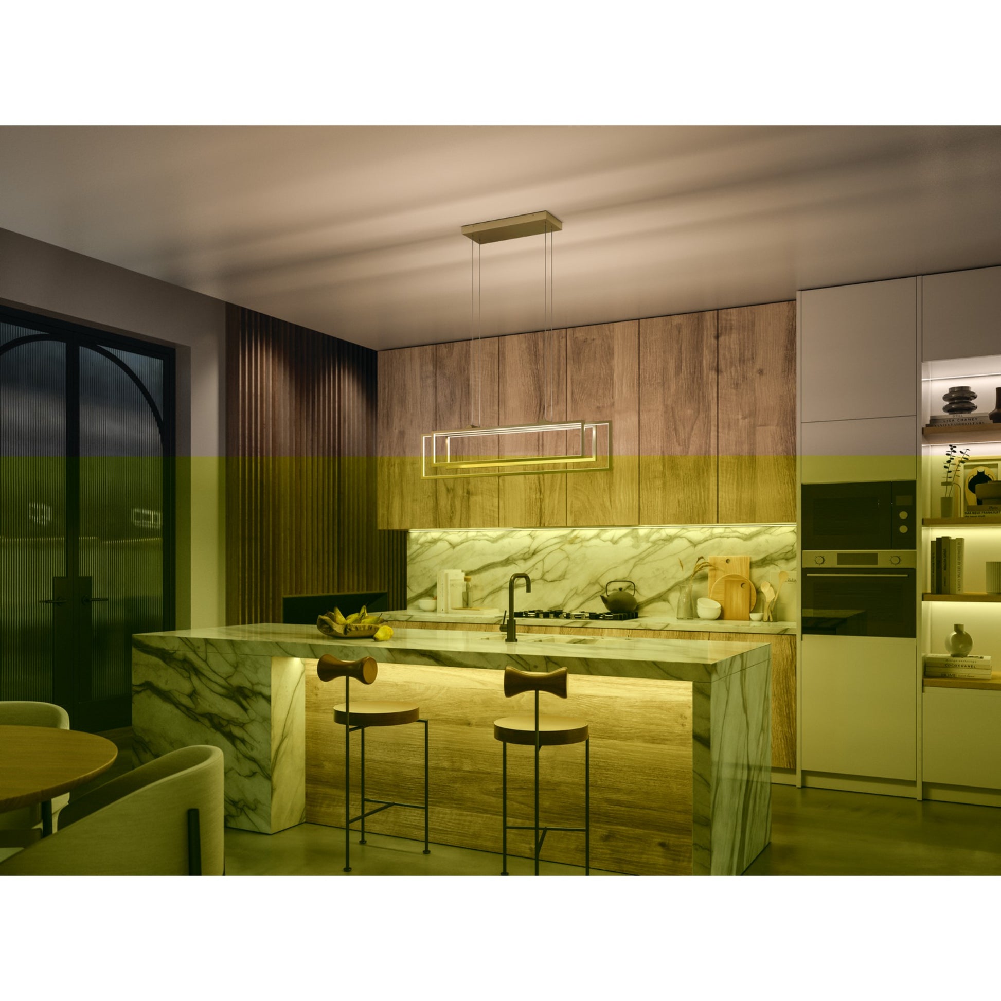 Jestin 38" LED Linear Chandelier, Champagne Gold Finish - Bees Lighting