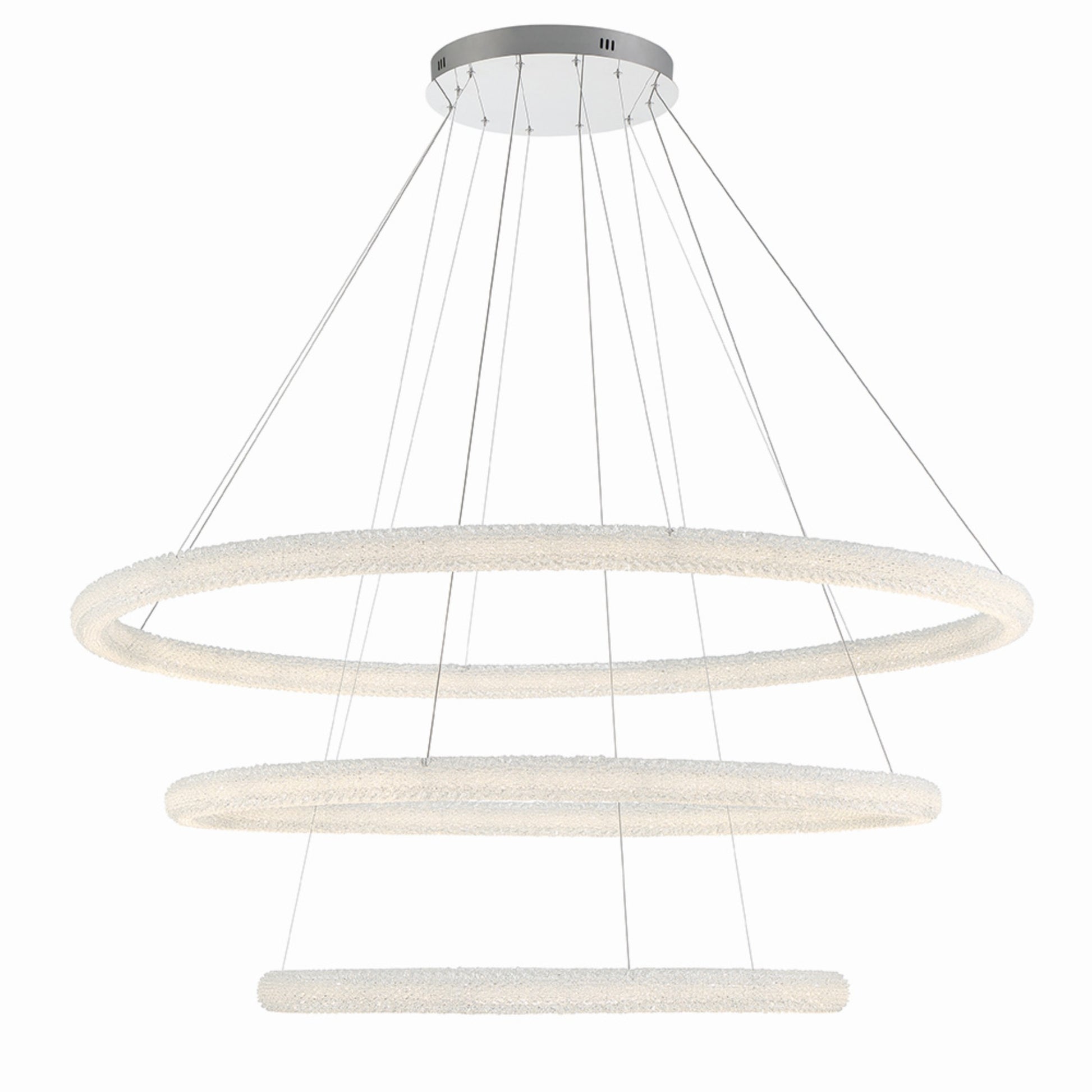 Sassi 3-Tiers 60" LED Grand Chandelier, Chrome Finish with Crystals - Bees Lighting