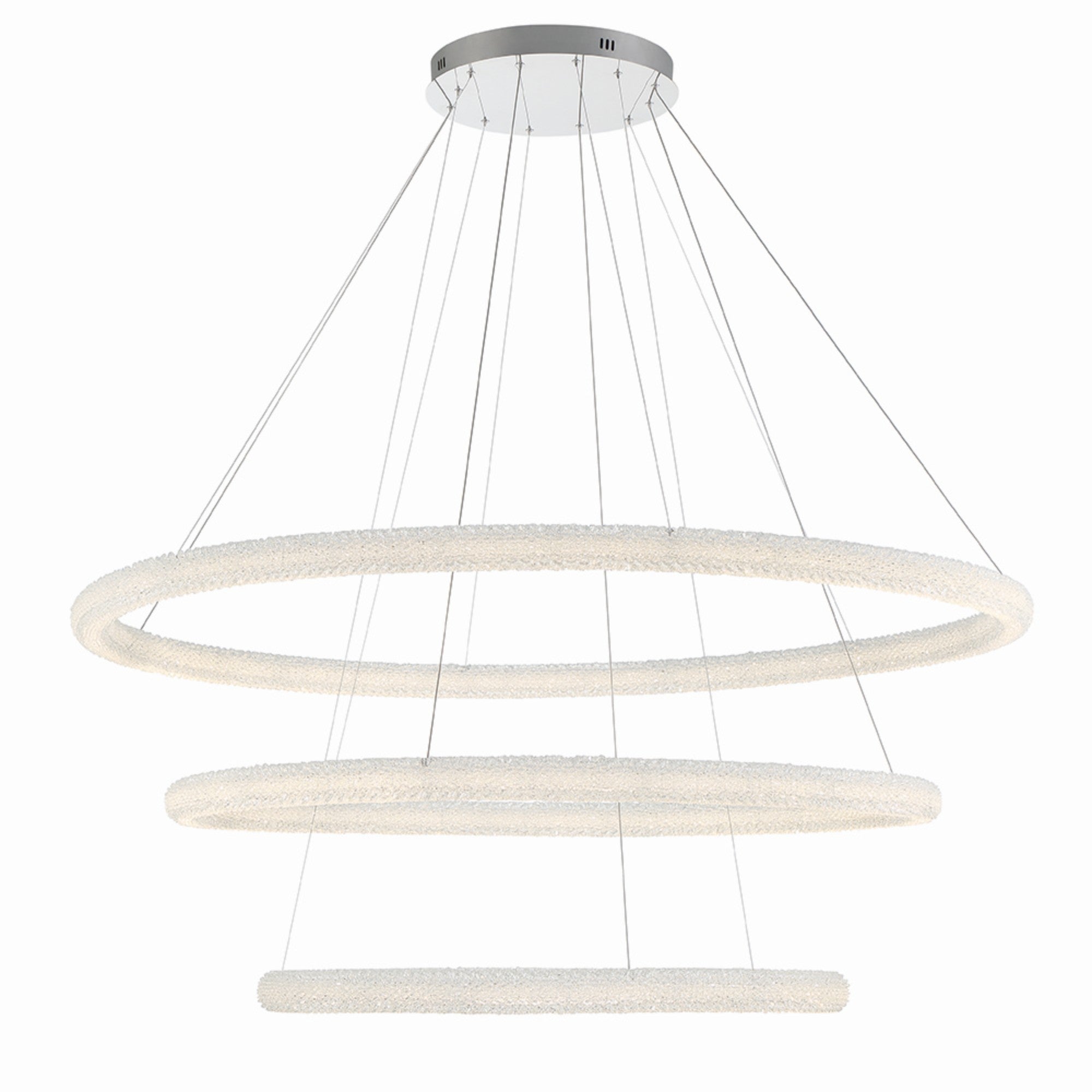 Sassi 3-Tiers 60" LED Grand Chandelier, Chrome Finish with Crystals - Bees Lighting