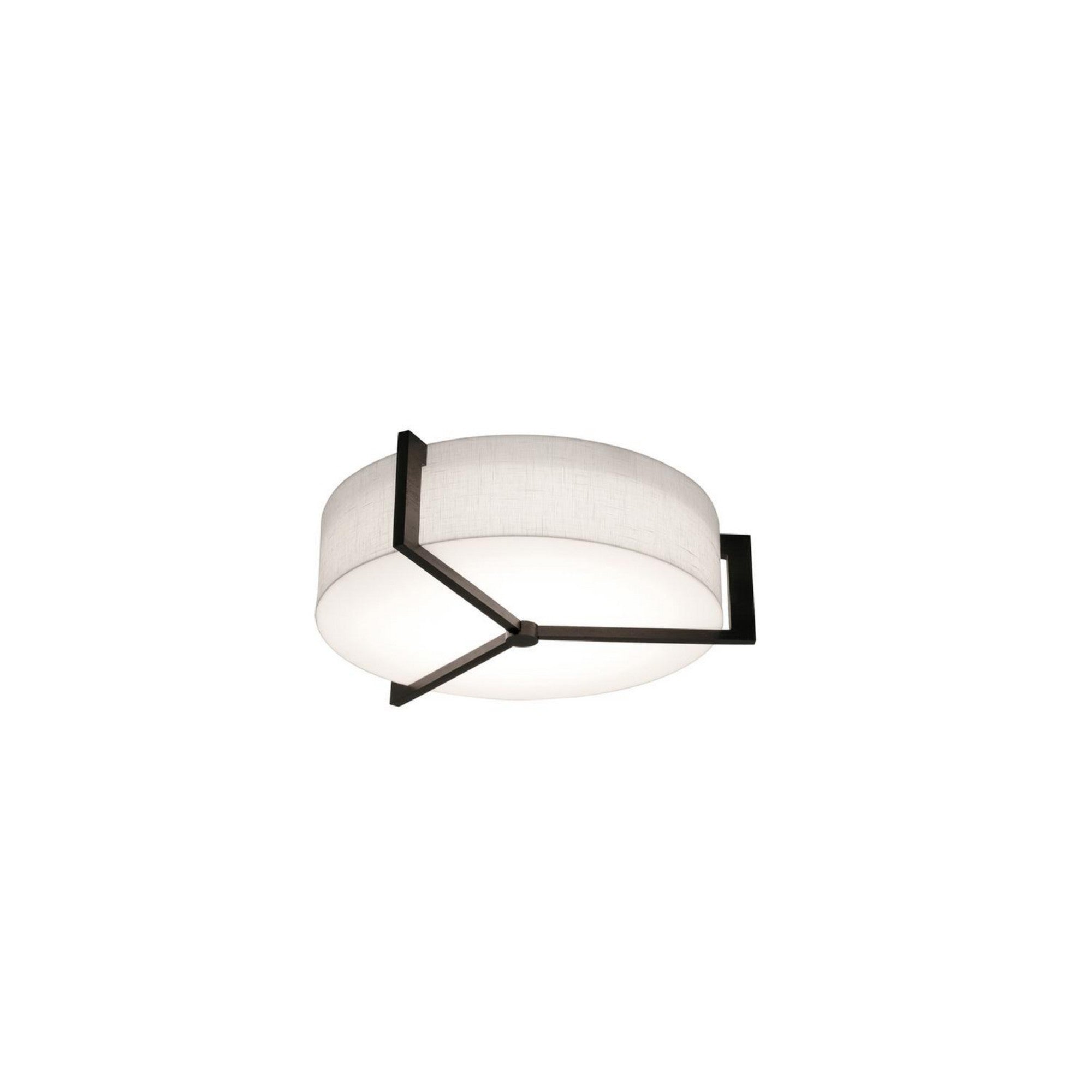 Apex 14" LED Flush Mount, Linen White/Espresso Finish - Bees Lighting