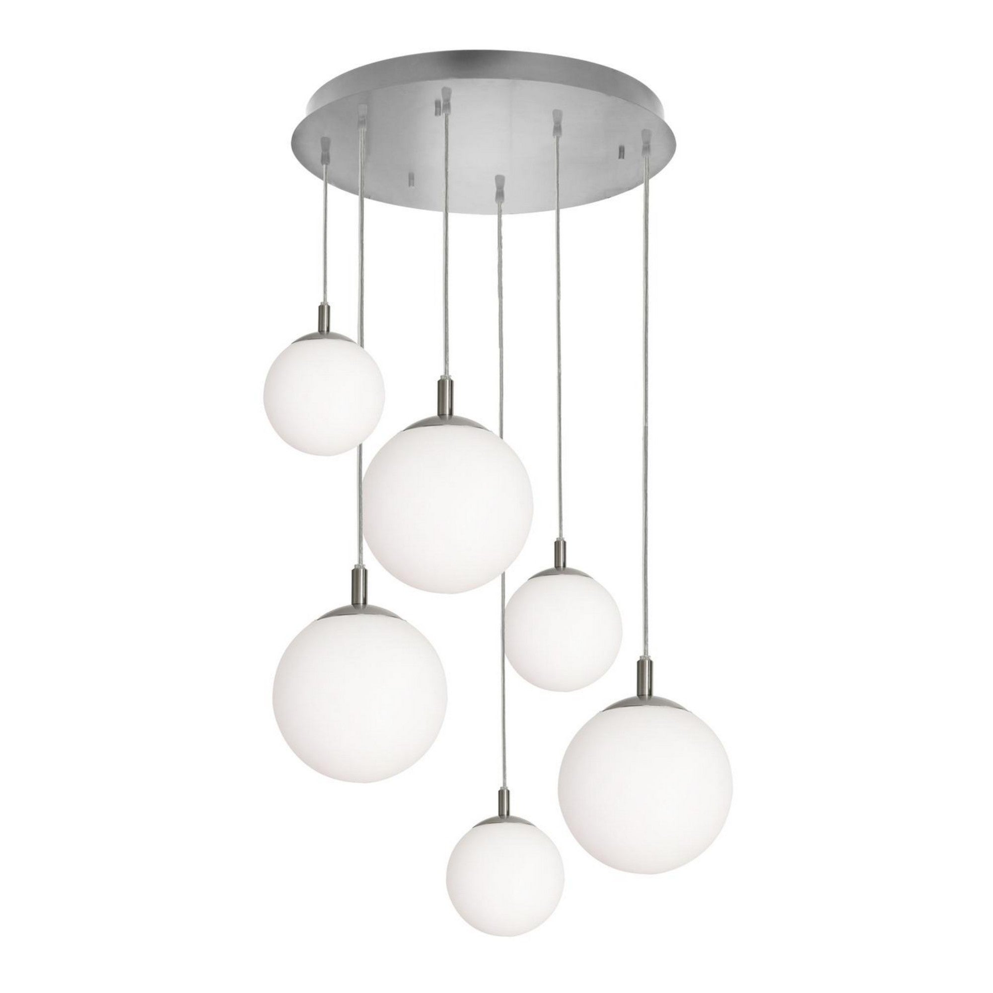 Loretto 27" 6-Light Multi-Port Pendant, Satin Nickel Finish - Bees Lighting